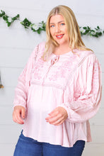 Load image into Gallery viewer, Blush Embroidered Tie String Peasant Top-Modish Lily, Tecumseh Michigan
