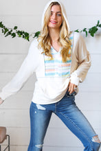 Load image into Gallery viewer, Oatmeal Multicolor Stripe Outseam Hoodie-Modish Lily, Tecumseh Michigan
