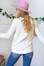 Load image into Gallery viewer, Cream Rib Lace V Neck Button Detail Top-Modish Lily, Tecumseh Michigan
