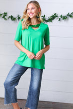 Load image into Gallery viewer, Saint Patty Green Asymmetrical Sequin Banded V Neck Top-Modish Lily, Tecumseh Michigan
