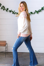 Load image into Gallery viewer, Peach &amp; Beige Eyelet Raglan Pullover Top-Modish Lily, Tecumseh Michigan
