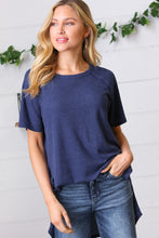 Load image into Gallery viewer, Navy Mélange Baby Waffle Hi-Low Slit Top-Modish Lily, Tecumseh Michigan
