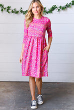 Load image into Gallery viewer, Fuchsia Fit &amp; Flare Midi Pocketed Dress-Modish Lily, Tecumseh Michigan
