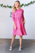 Load image into Gallery viewer, Fuchsia Fit &amp; Flare Midi Pocketed Dress-Modish Lily, Tecumseh Michigan
