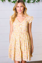 Load image into Gallery viewer, Yellow Floral Button Up Lined Dress-Modish Lily, Tecumseh Michigan
