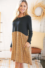 Load image into Gallery viewer, Black Leopard Twofer Pocketed Fit and Flare Dress-Modish Lily, Tecumseh Michigan
