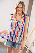 Load image into Gallery viewer, Multicolor Vertical Stripe Tie Bow Woven Top-Modish Lily, Tecumseh Michigan
