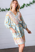 Load image into Gallery viewer, Light Blue Boho Challis Surplice Pocketed Dress-Modish Lily, Tecumseh Michigan
