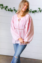 Load image into Gallery viewer, Blush Embroidered Tie String Peasant Top-Modish Lily, Tecumseh Michigan
