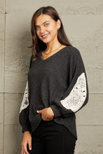 Load image into Gallery viewer, Black Lace Patch Detail Sweater-Modish Lily, Tecumseh Michigan
