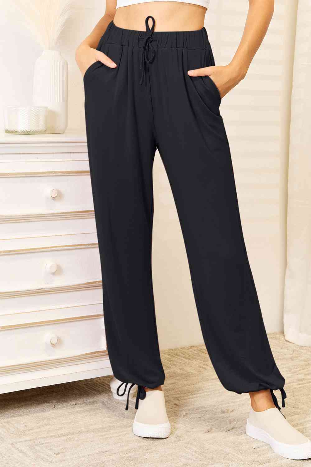 Soft Rayon Drawstring Waist Pants with Pockets-Modish Lily, Tecumseh Michigan