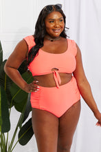 Load image into Gallery viewer, Marina West Swim Sanibel Crop Swim Top and Ruched Bottoms Set in Coral-Modish Lily, Tecumseh Michigan
