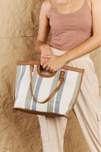Load image into Gallery viewer, Striped In The Sun Faux Leather Trim Tote Bag-Modish Lily, Tecumseh Michigan
