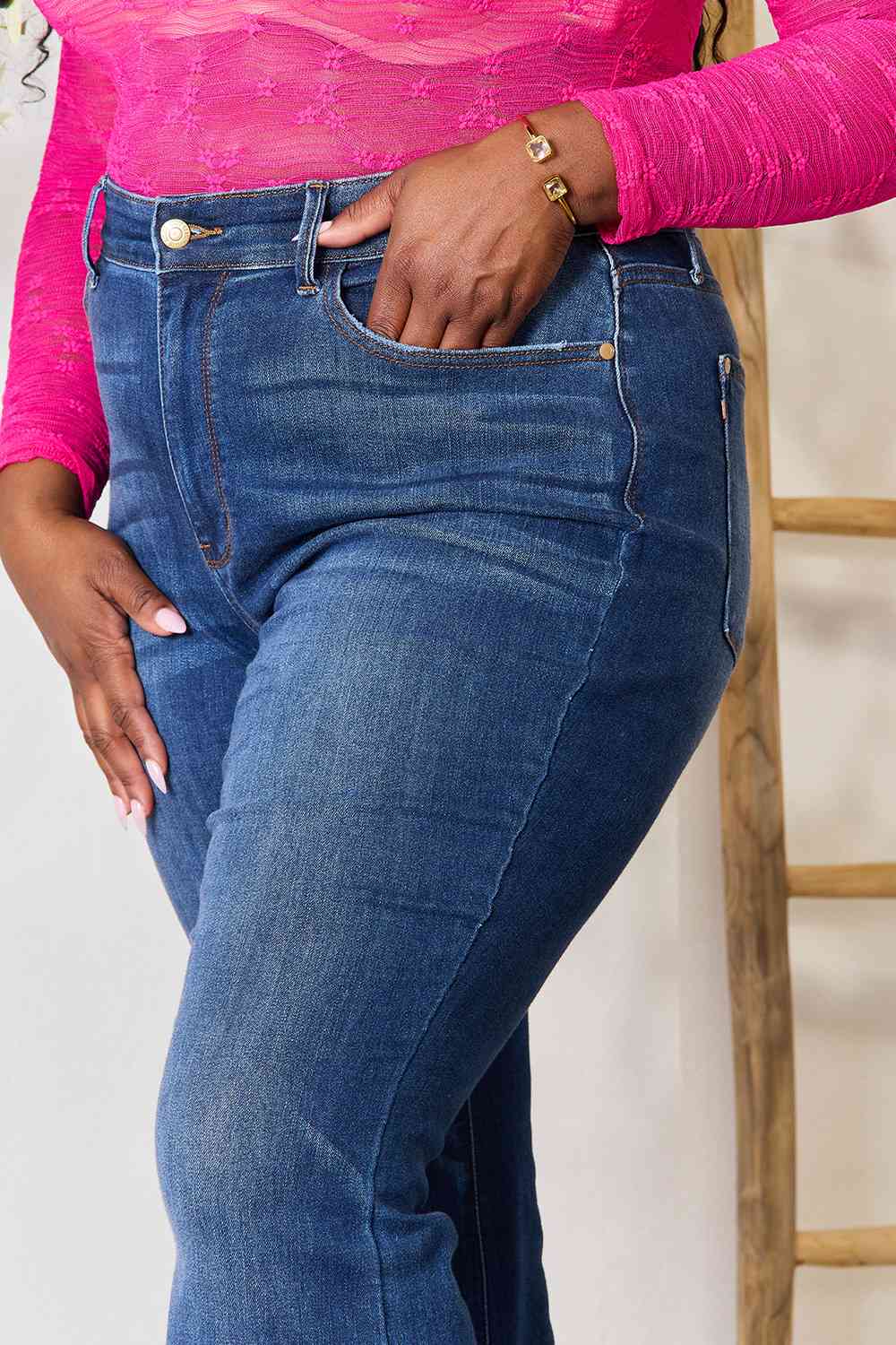 Judy Blue Full Size Flare Jeans with Pockets-Modish Lily, Tecumseh Michigan