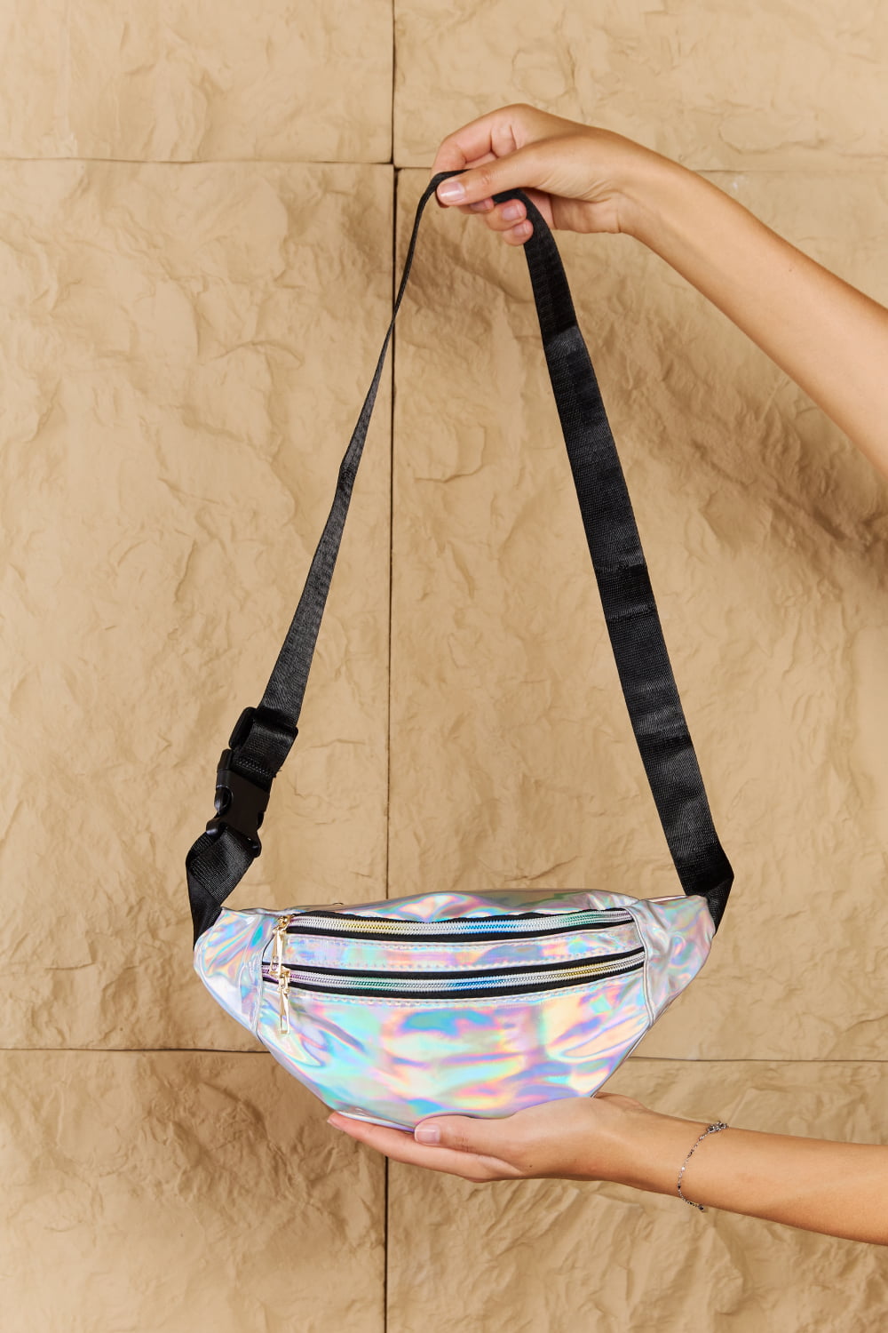 Good Vibrations Holographic Double Zipper Fanny Pack in Silver-Modish Lily, Tecumseh Michigan