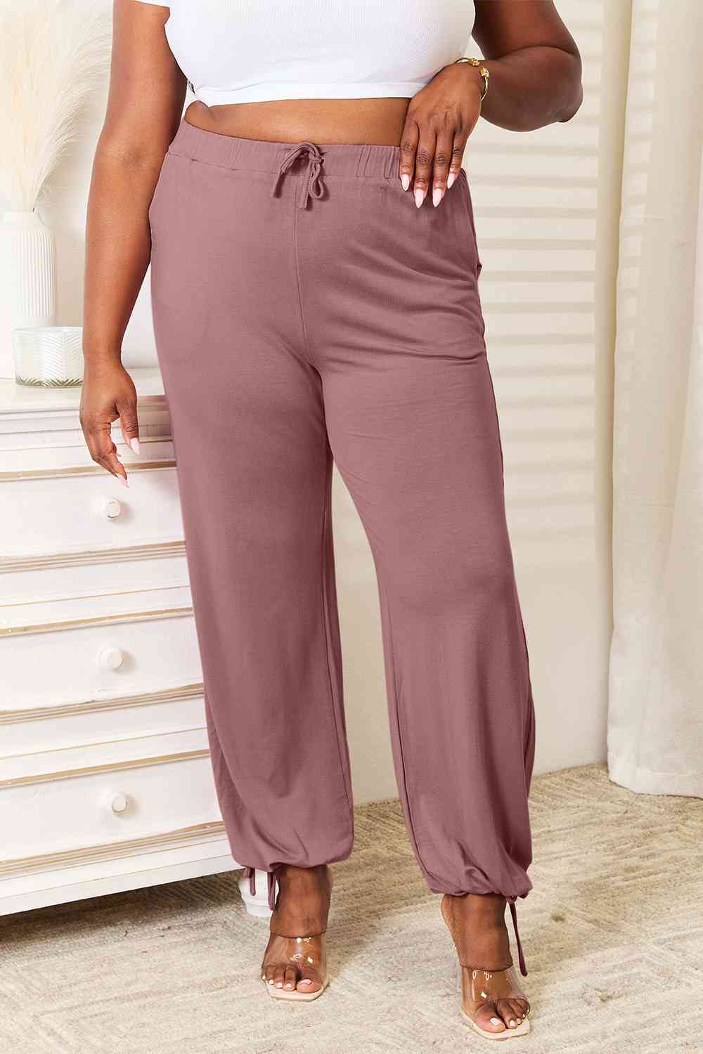 Soft Rayon Drawstring Waist Pants with Pockets-Modish Lily, Tecumseh Michigan