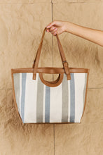 Load image into Gallery viewer, Striped In The Sun Faux Leather Trim Tote Bag-Modish Lily, Tecumseh Michigan
