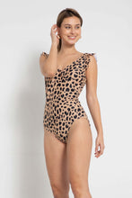 Load image into Gallery viewer, Marina West Swim Full Size Float On Ruffle Faux Wrap One-Piece in Leopard-Modish Lily, Tecumseh Michigan
