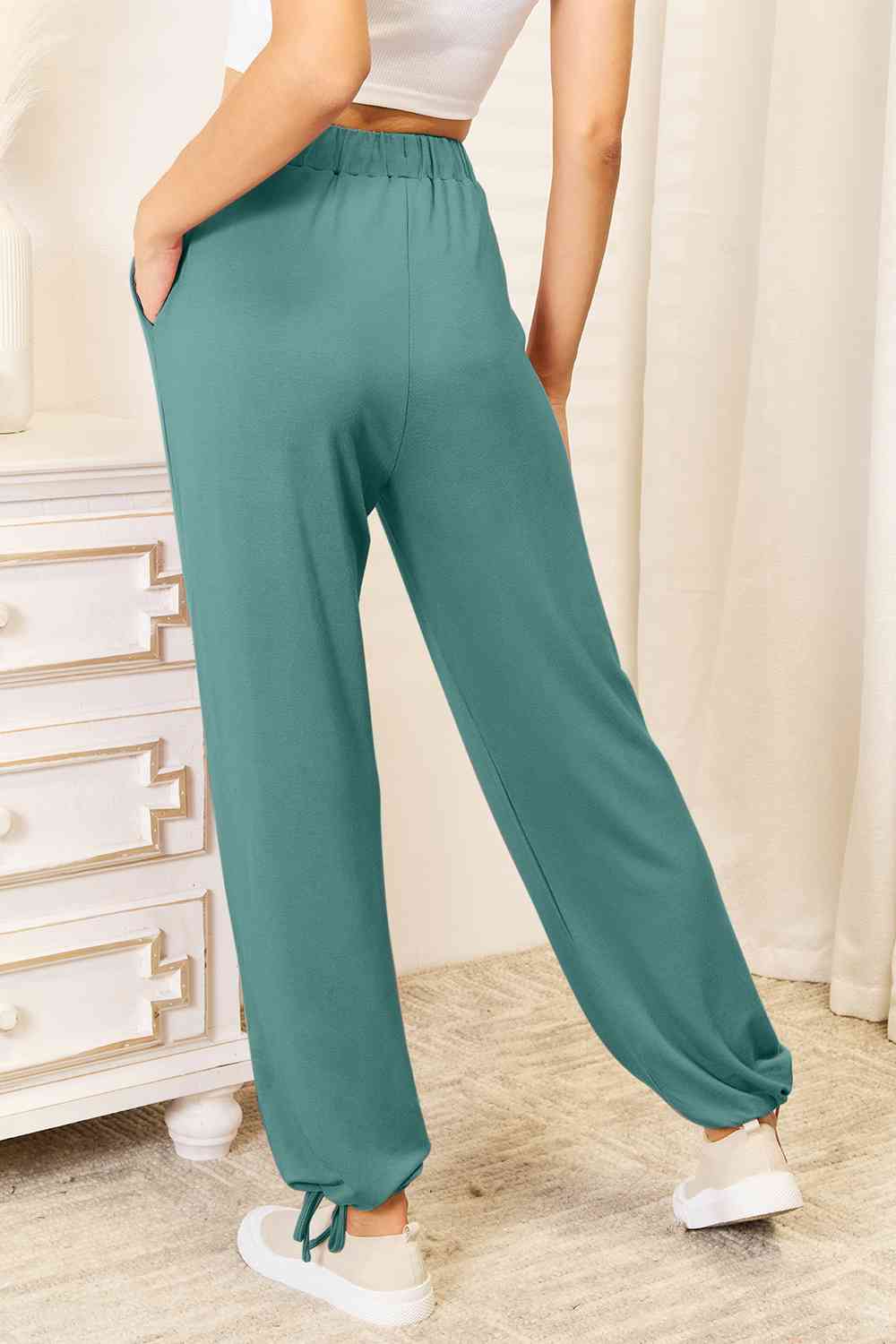 Soft Rayon Drawstring Waist Pants with Pockets-Modish Lily, Tecumseh Michigan