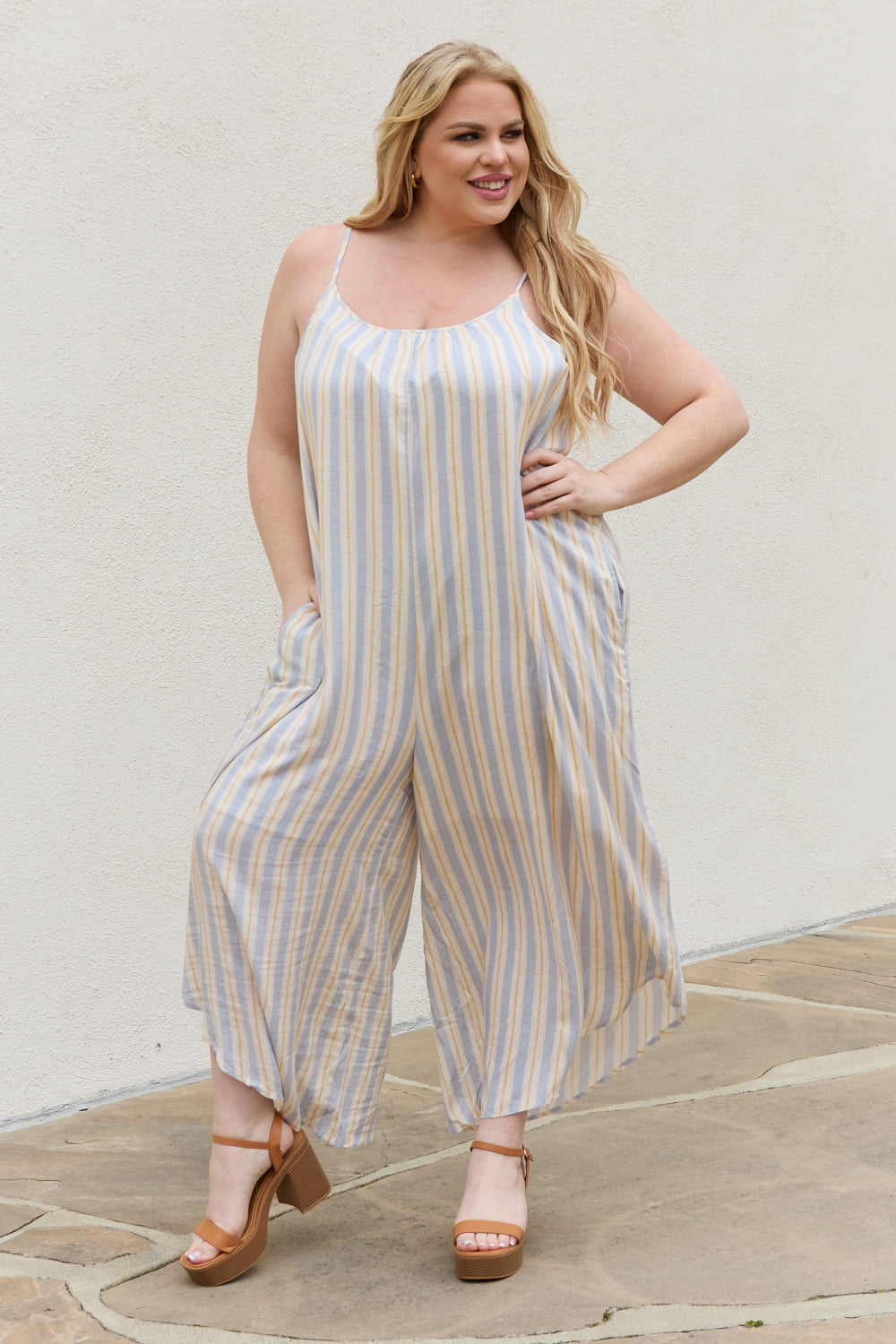 Multi Colored Striped Jumpsuit with Pockets-Modish Lily, Tecumseh Michigan