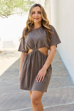 Load image into Gallery viewer, Summer Field Cutout T-Shirt Dress in Taupe-Modish Lily, Tecumseh Michigan
