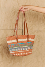 Load image into Gallery viewer, By The Sand Straw Braided Striped Tote Bag-Modish Lily, Tecumseh Michigan
