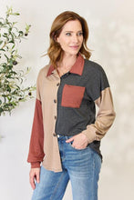 Load image into Gallery viewer, Charcoal Color Block Button Down Shacket-Modish Lily, Tecumseh Michigan
