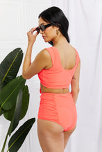 Load image into Gallery viewer, Marina West Swim Sanibel Crop Swim Top and Ruched Bottoms Set in Coral-Modish Lily, Tecumseh Michigan
