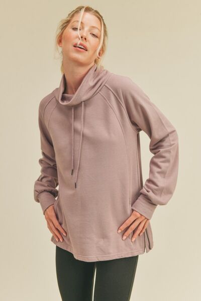 Lavender Drawstring Side Zip Sweatshirt-Modish Lily, Tecumseh Michigan