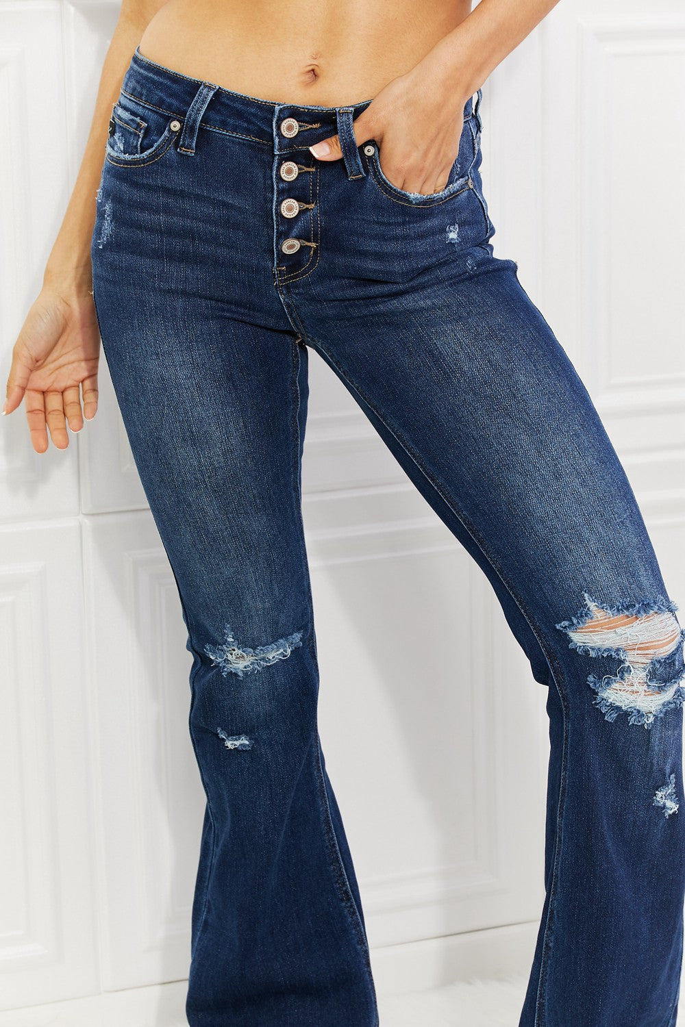 Kancan Reese Midrise Button Fly Flare Jeans-Modish Lily, Tecumseh Michigan