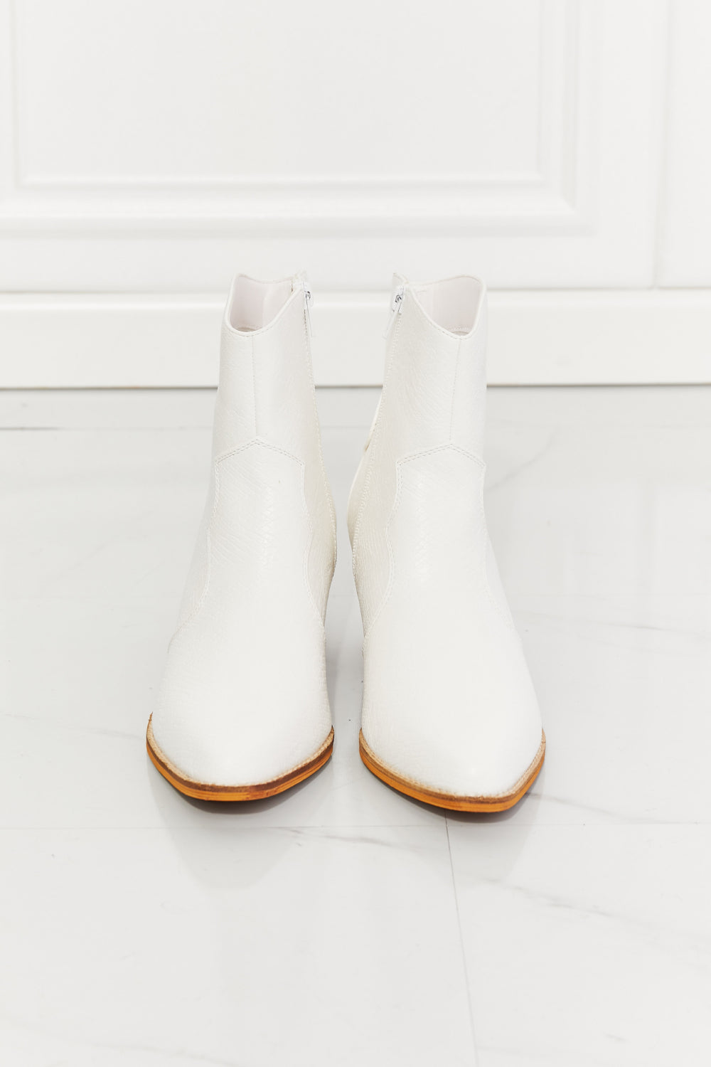 MMShoes Watertower Town Faux Leather Western Ankle Boots in White-Modish Lily, Tecumseh Michigan