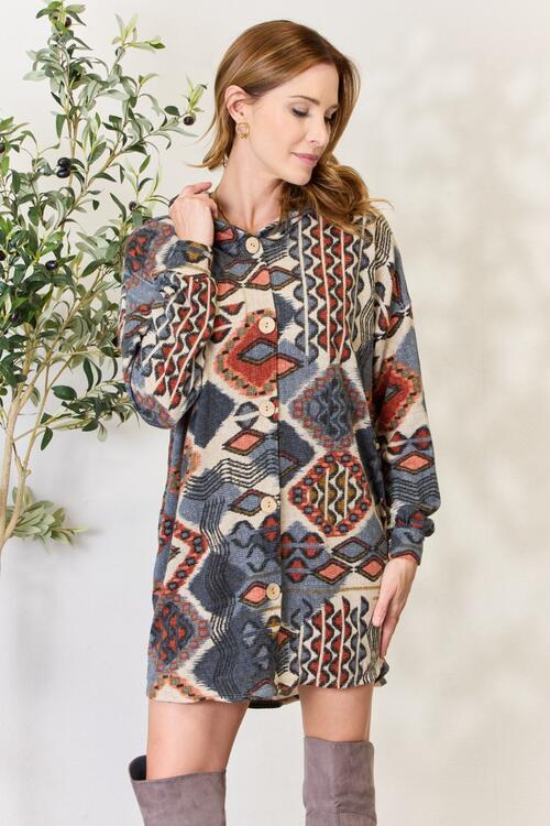 Multi Printed Button Up Hooded Jacket-Modish Lily, Tecumseh Michigan