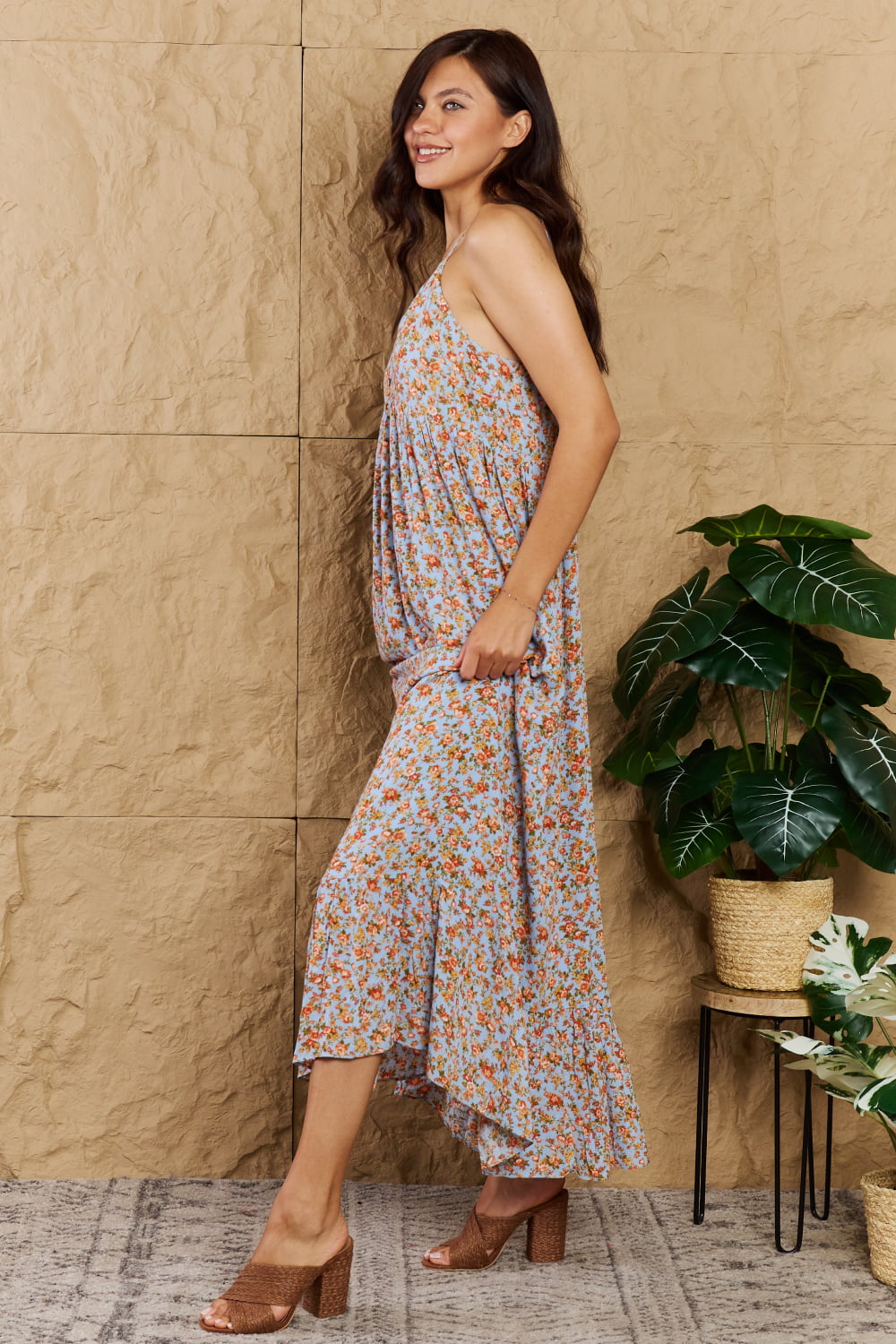 Take Your Chances Full Size Floral Halter Neck Maxi Dress-Modish Lily, Tecumseh Michigan