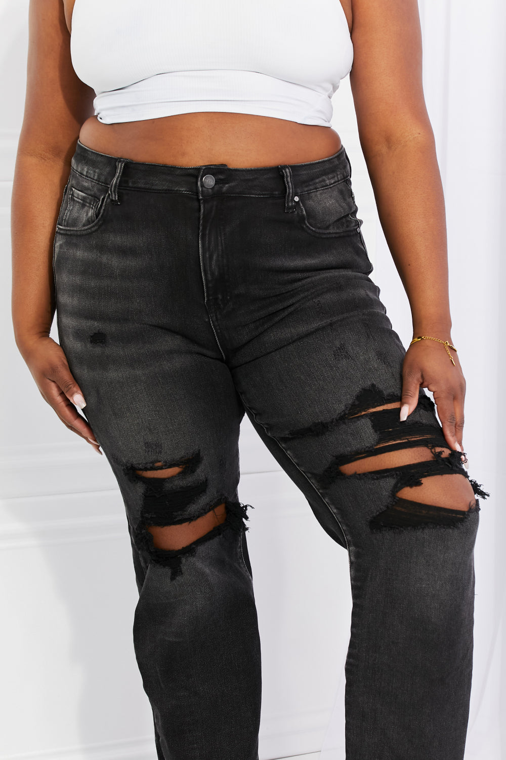 RISEN Lois Distressed Loose Fit Jeans-Modish Lily, Tecumseh Michigan