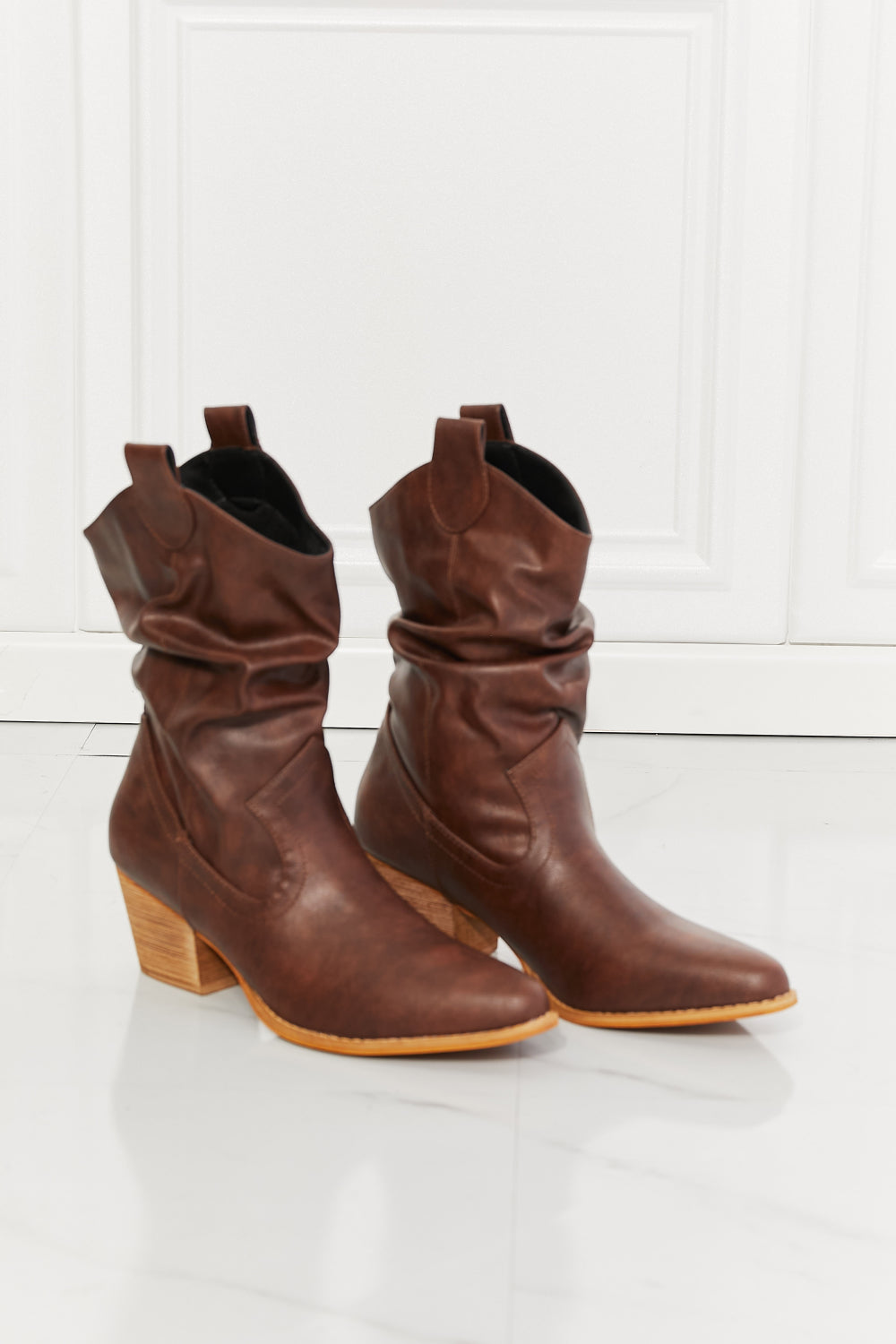 MMShoes Better in Texas Scrunch Cowboy Boots in Brown-Modish Lily, Tecumseh Michigan