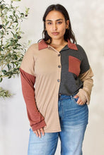 Load image into Gallery viewer, Charcoal Color Block Button Down Shacket-Modish Lily, Tecumseh Michigan
