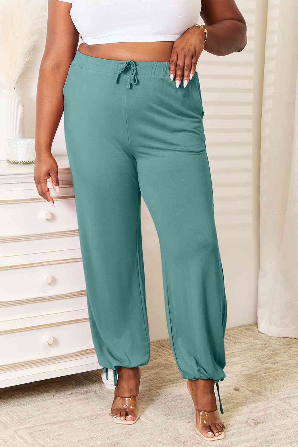 Soft Rayon Drawstring Waist Pants with Pockets-Modish Lily, Tecumseh Michigan