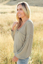 Load image into Gallery viewer, Bellissimo Draped V-Neck Sweater in Olive-Womens-Modish Lily, Tecumseh Michigan
