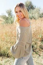 Load image into Gallery viewer, Bellissimo Draped V-Neck Sweater in Olive-Womens-Modish Lily, Tecumseh Michigan
