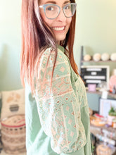 Load image into Gallery viewer, Seafoam Lace Long Sleeve-Tops-Modish Lily, Tecumseh Michigan
