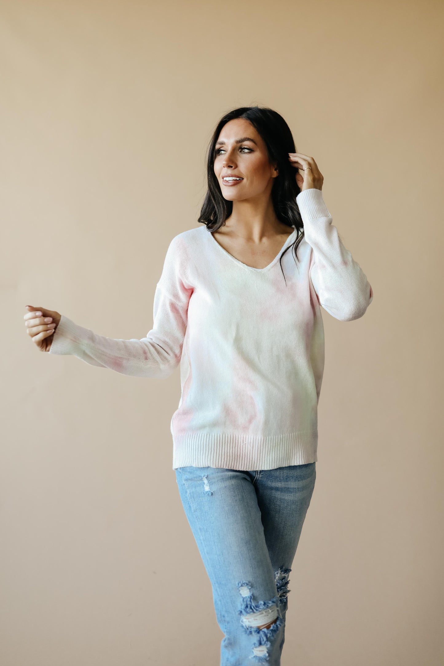 Heavenly Sweater In Pale Yellow & Pink-Womens-Modish Lily, Tecumseh Michigan