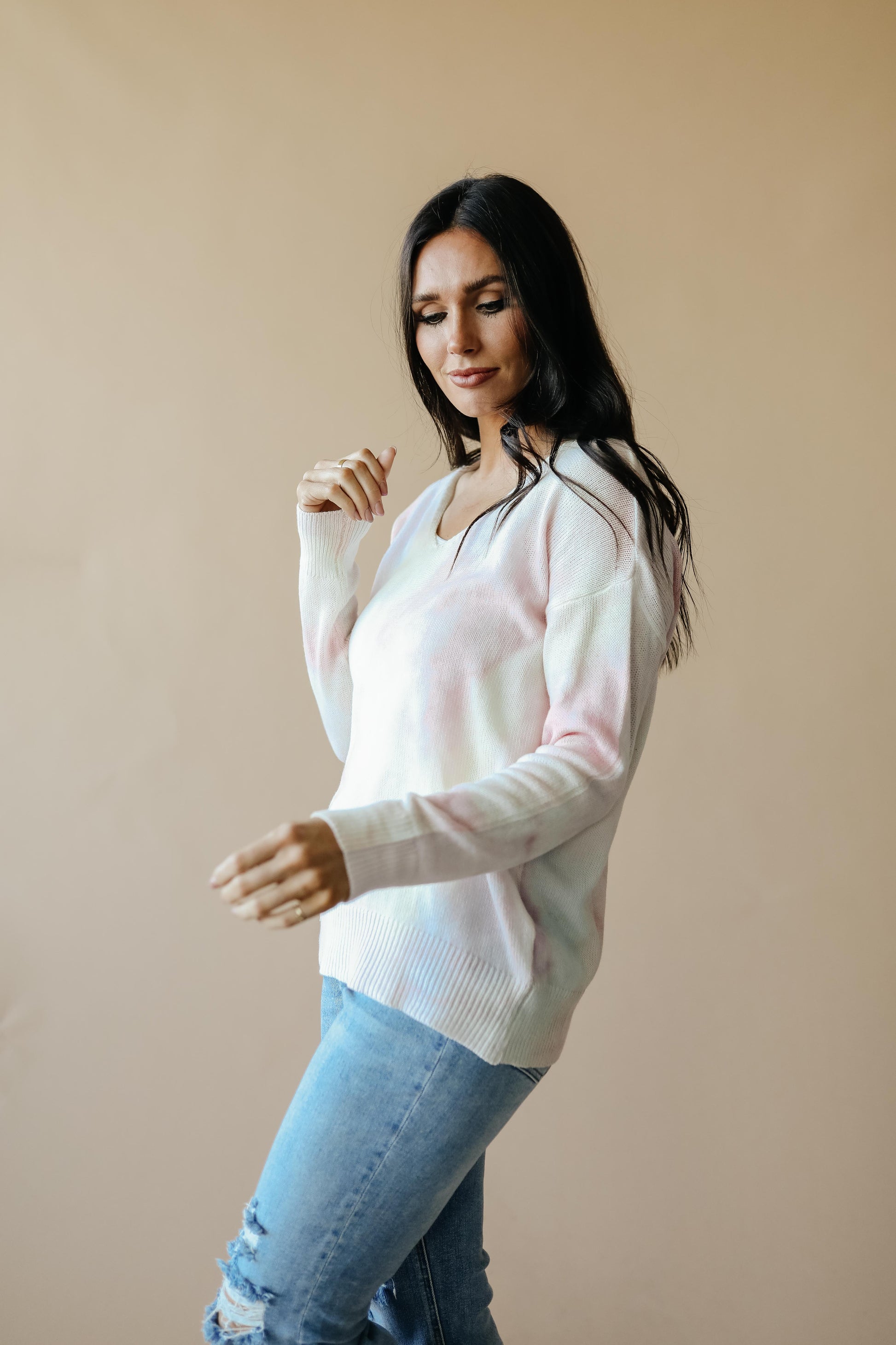 Heavenly Sweater In Pale Yellow & Pink-Womens-Modish Lily, Tecumseh Michigan