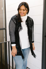 Load image into Gallery viewer, Knit And Fringe Cardigan in Black-Womens-Modish Lily, Tecumseh Michigan
