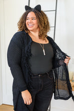 Load image into Gallery viewer, Knit And Fringe Cardigan in Black-Womens-Modish Lily, Tecumseh Michigan
