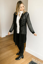 Load image into Gallery viewer, Knit And Fringe Cardigan in Black-Womens-Modish Lily, Tecumseh Michigan
