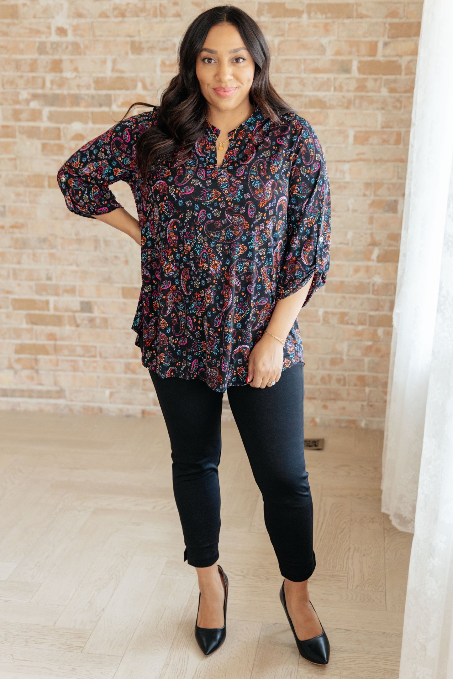 Lizzy Top in Black Paisley-Tops-Modish Lily, Tecumseh Michigan