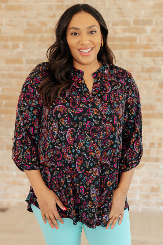 Lizzy Top in Black Paisley-Tops-Modish Lily, Tecumseh Michigan