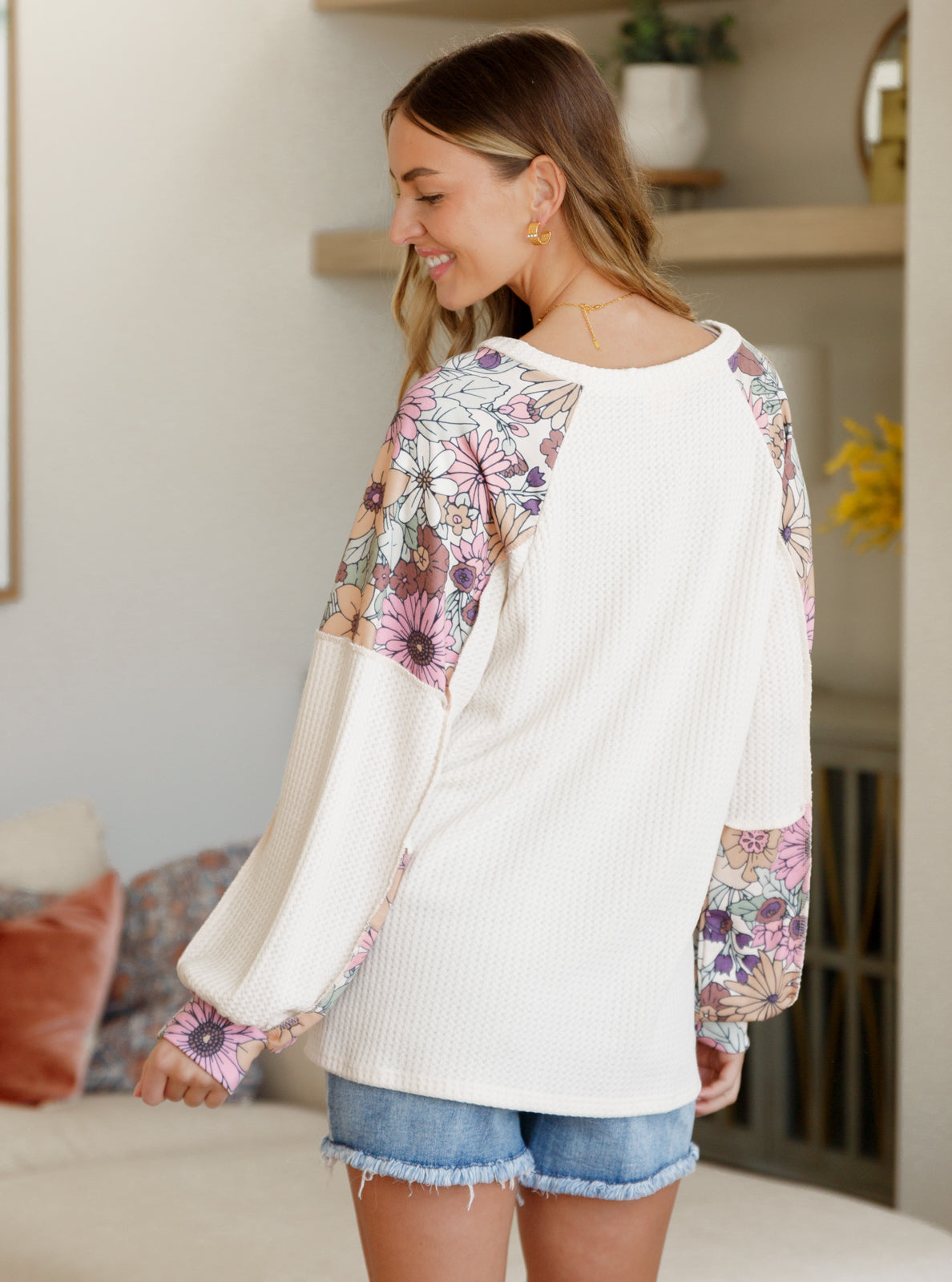 Mountain Side Waffle Knit Long Sleeve Top-Tops-Modish Lily, Tecumseh Michigan