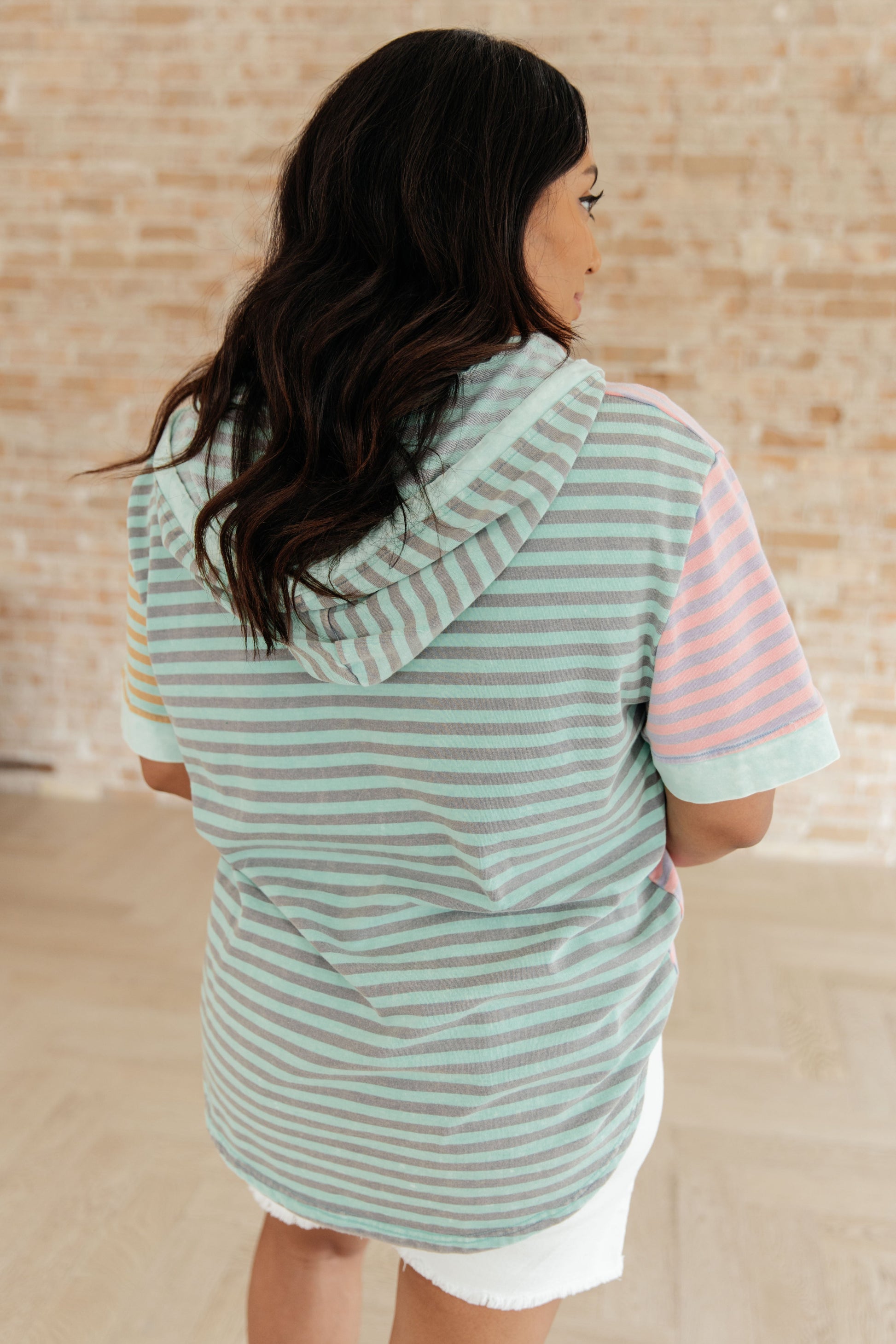 New Light Color Block Striped Hoodie-Womens-Modish Lily, Tecumseh Michigan