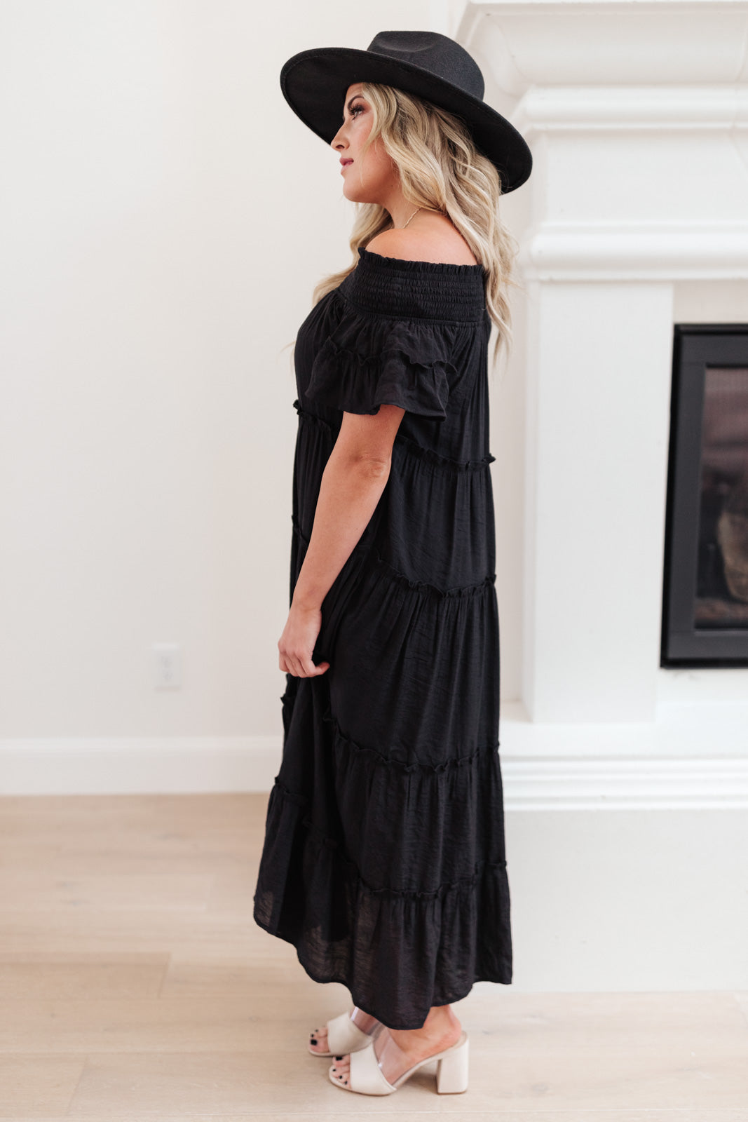 Olivia Tiered Maxi Dress in Black-Womens-Modish Lily, Tecumseh Michigan
